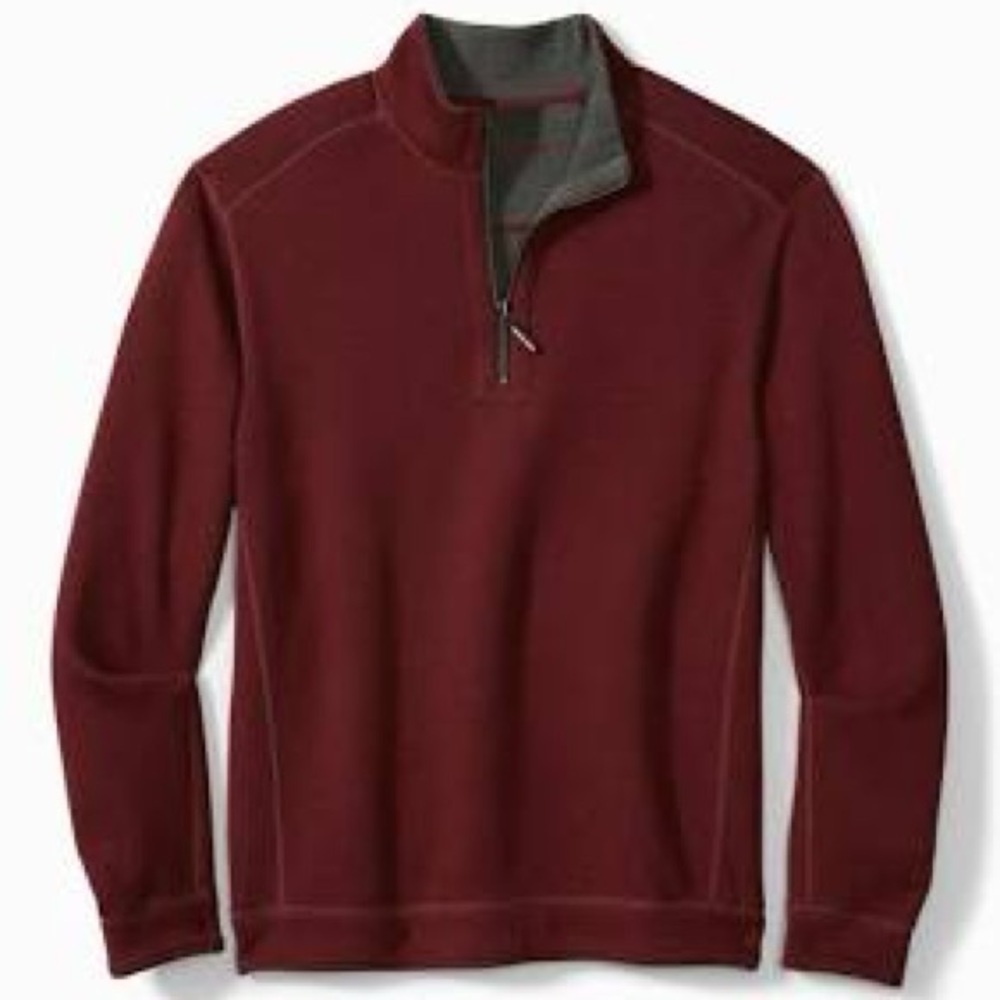 Tommy Bahama Flipshore Half Zip Reversible Sweatshirt Sweater Cozy Office Cotton - Picture 3 of 13